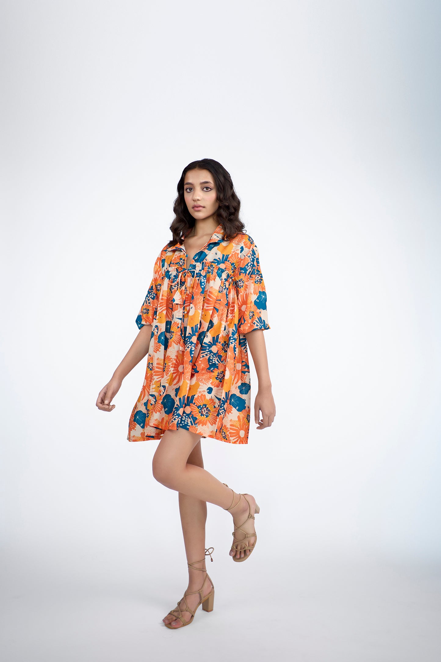 Flared floral printed Mini dress