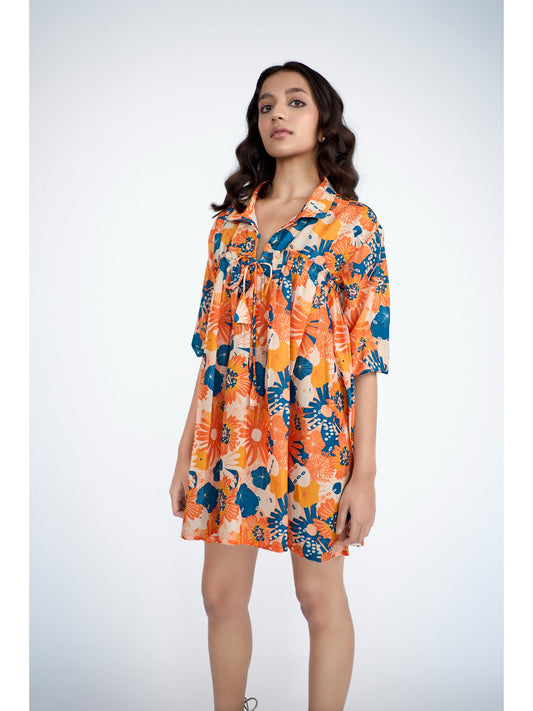 Flared floral printed Mini dress