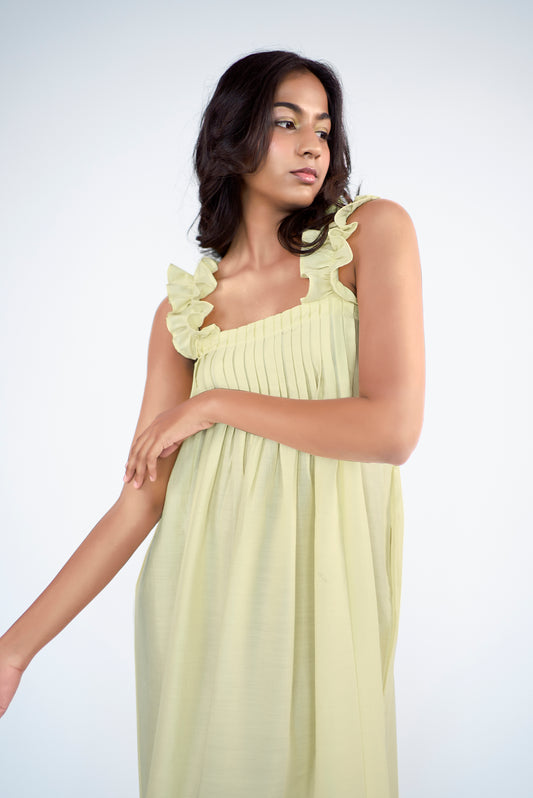 Draped, long straight dress