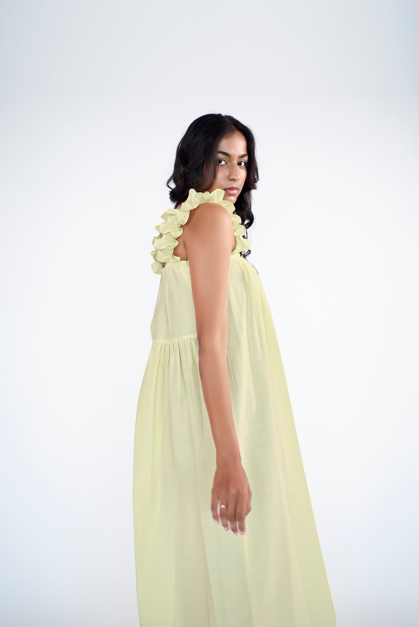 Draped, long straight dress