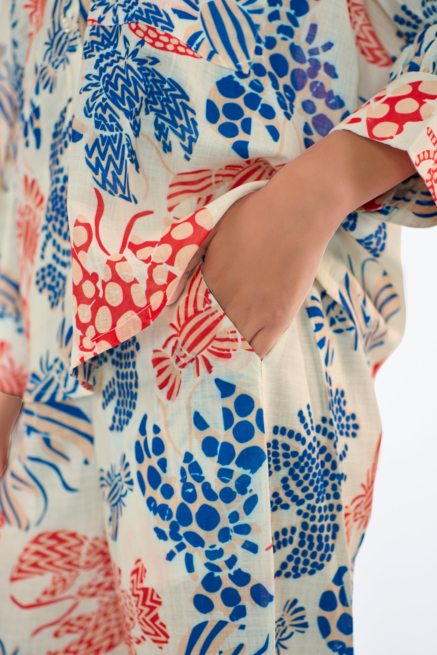 Fun printed elasticated slip-on bell bottom pants , paired with shirt