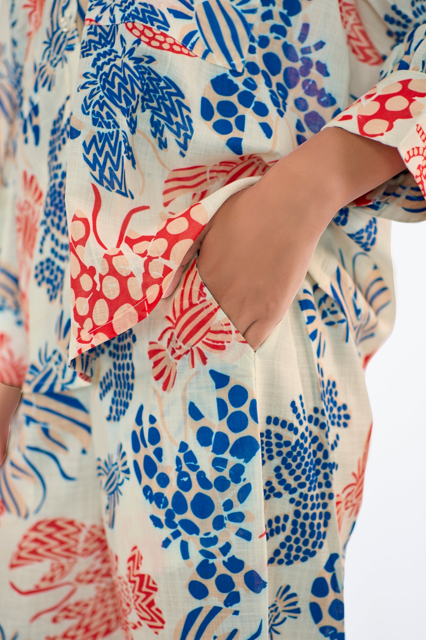 Fun printed elasticated slip-on bell bottom pants , paired with shirt