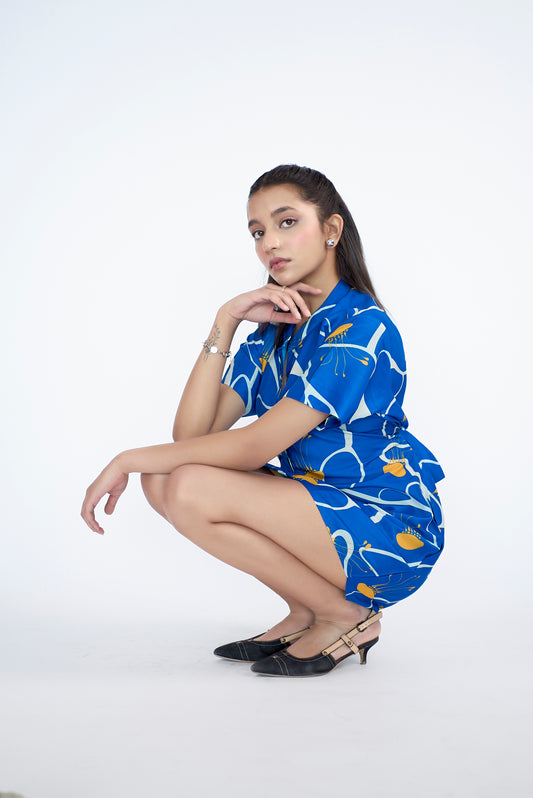 Abstract printed shirt Mini dress