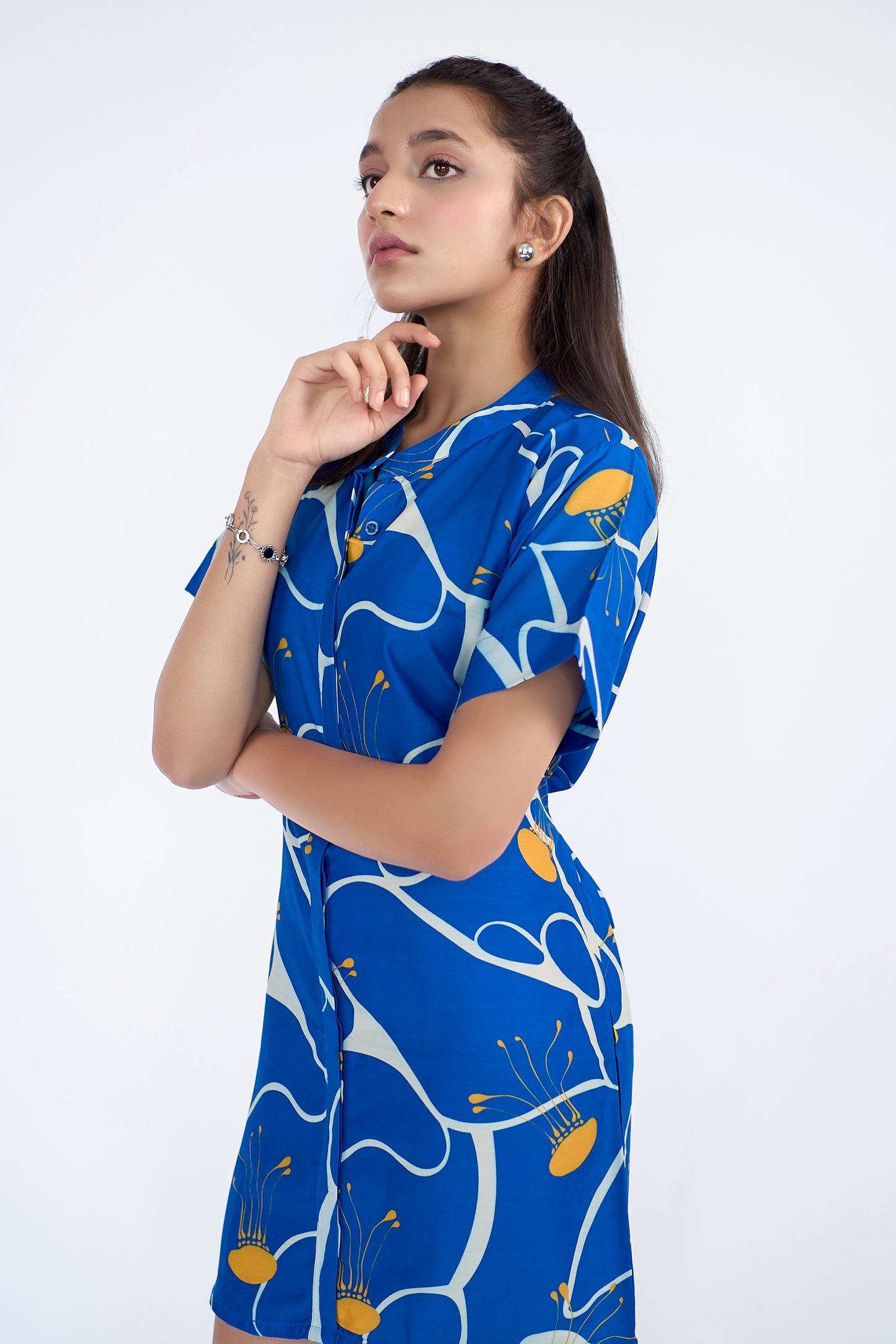 Abstract printed shirt Mini dress