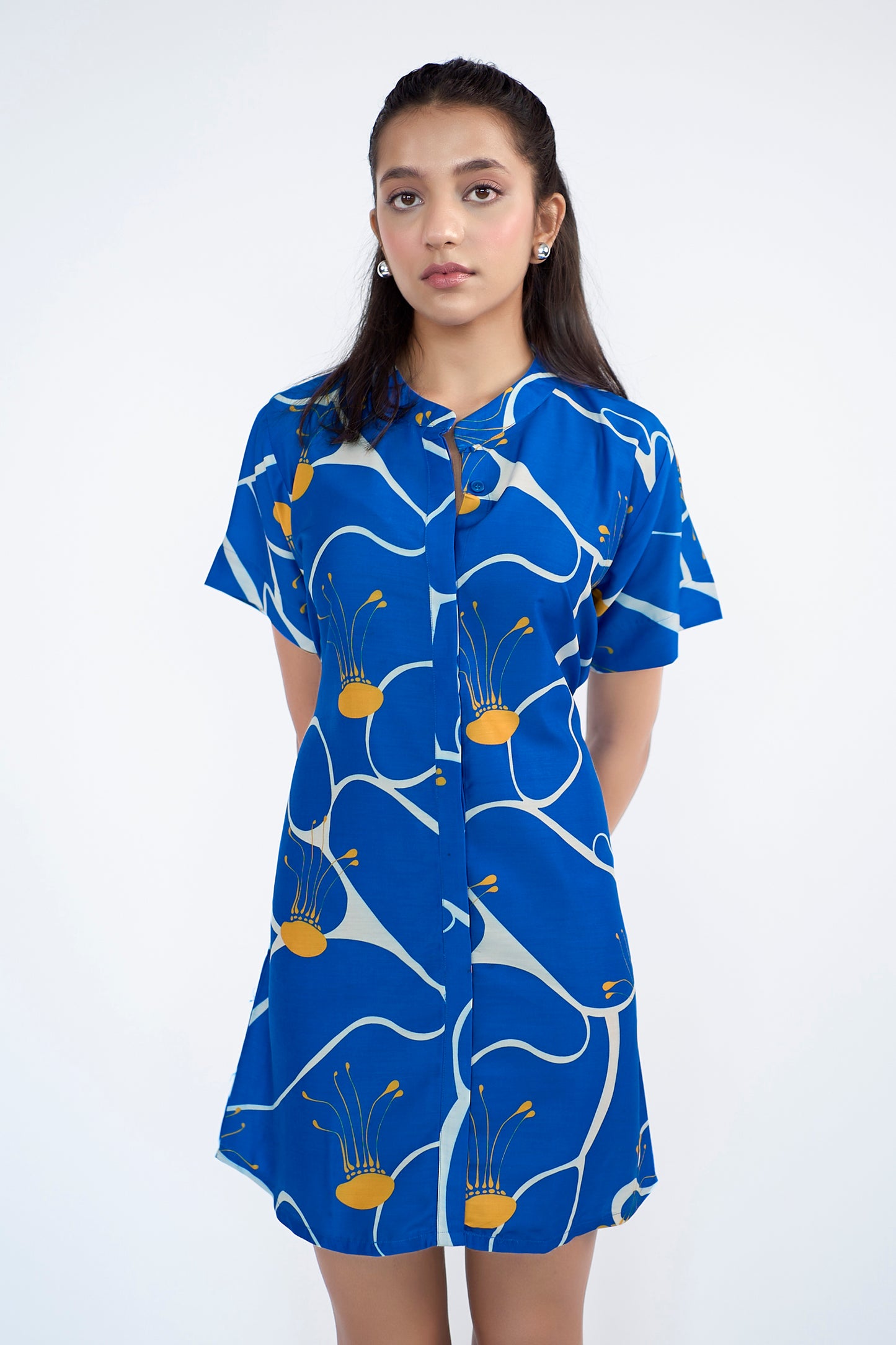 Abstract printed shirt Mini dress
