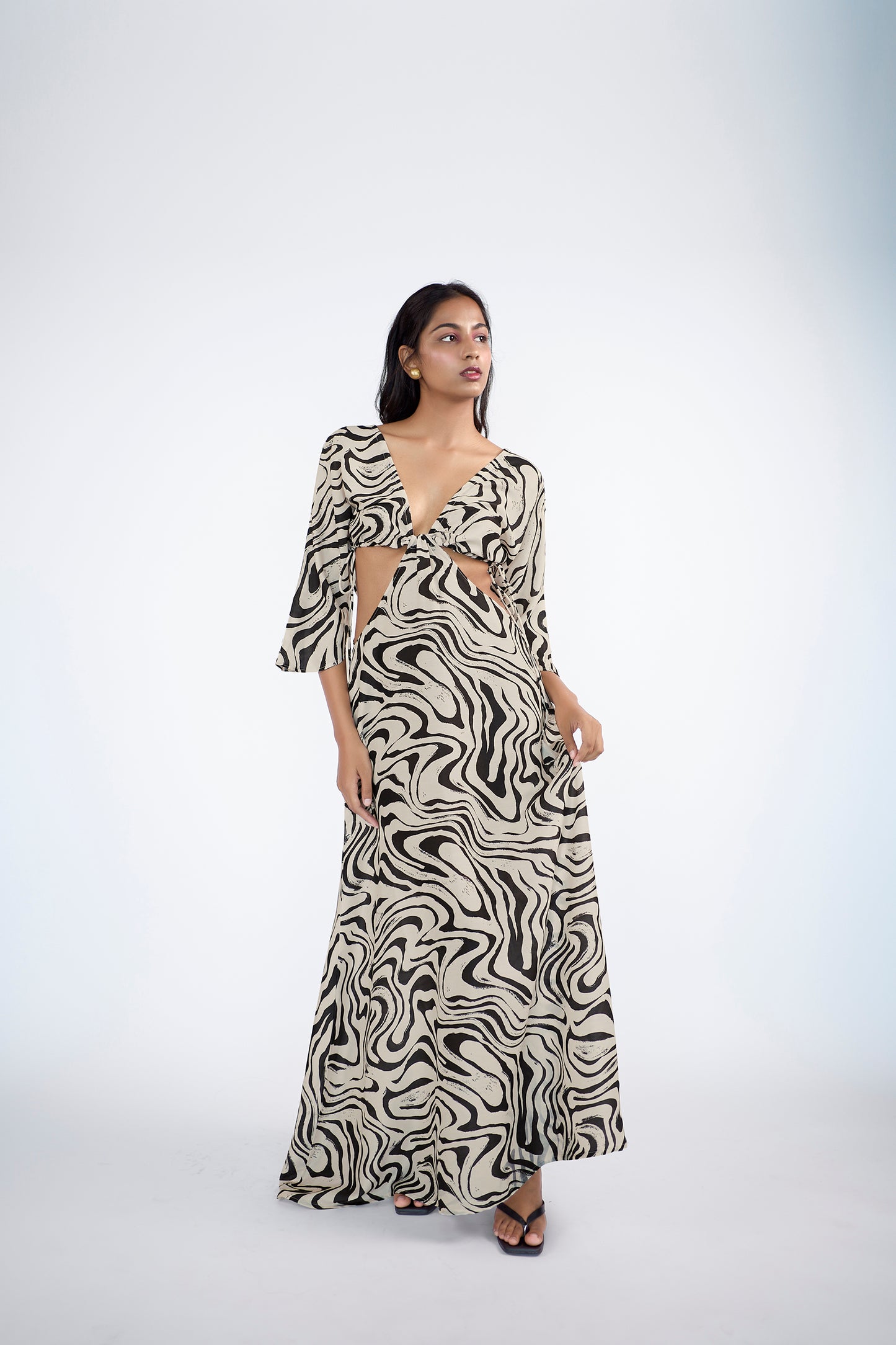 Stunning deep neck maxi dress