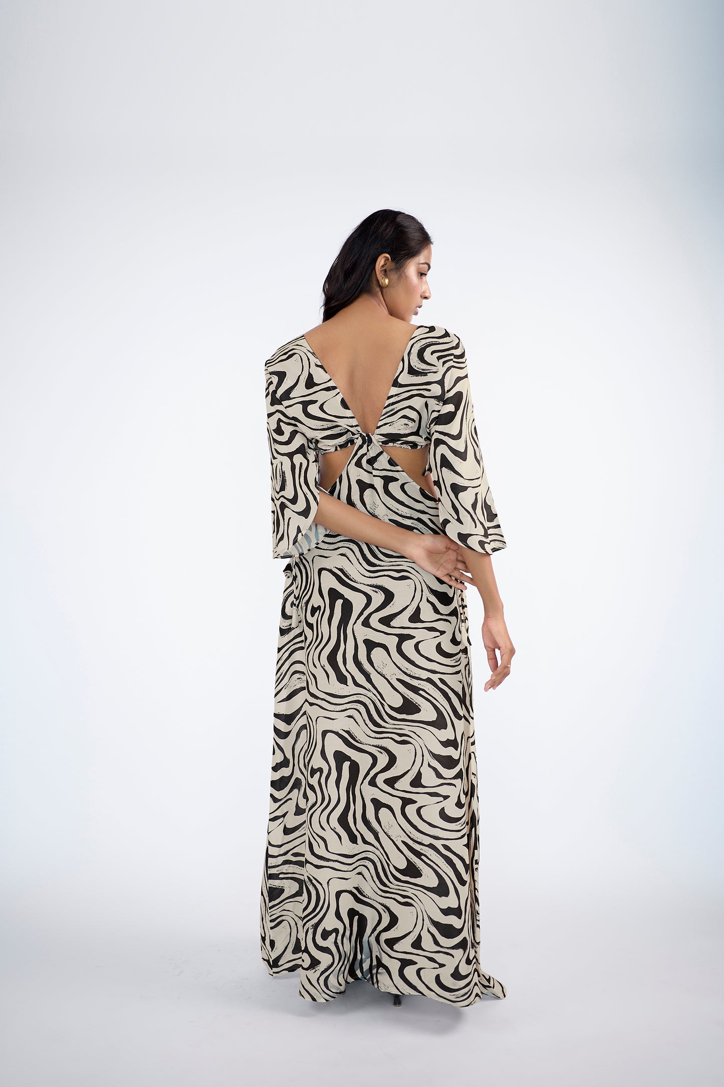 Stunning deep neck maxi dress