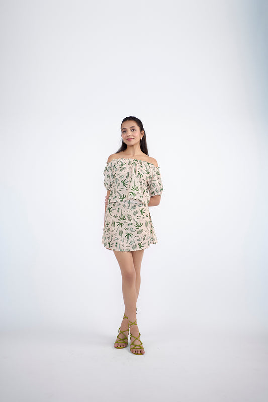 Round neck backtie up top with skirt