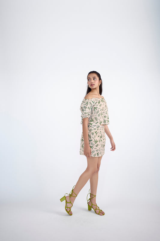 Round neck backtie up top with skirt