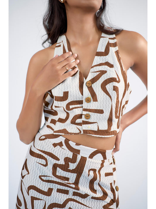 V-neck waistcoat with a side slit skirt