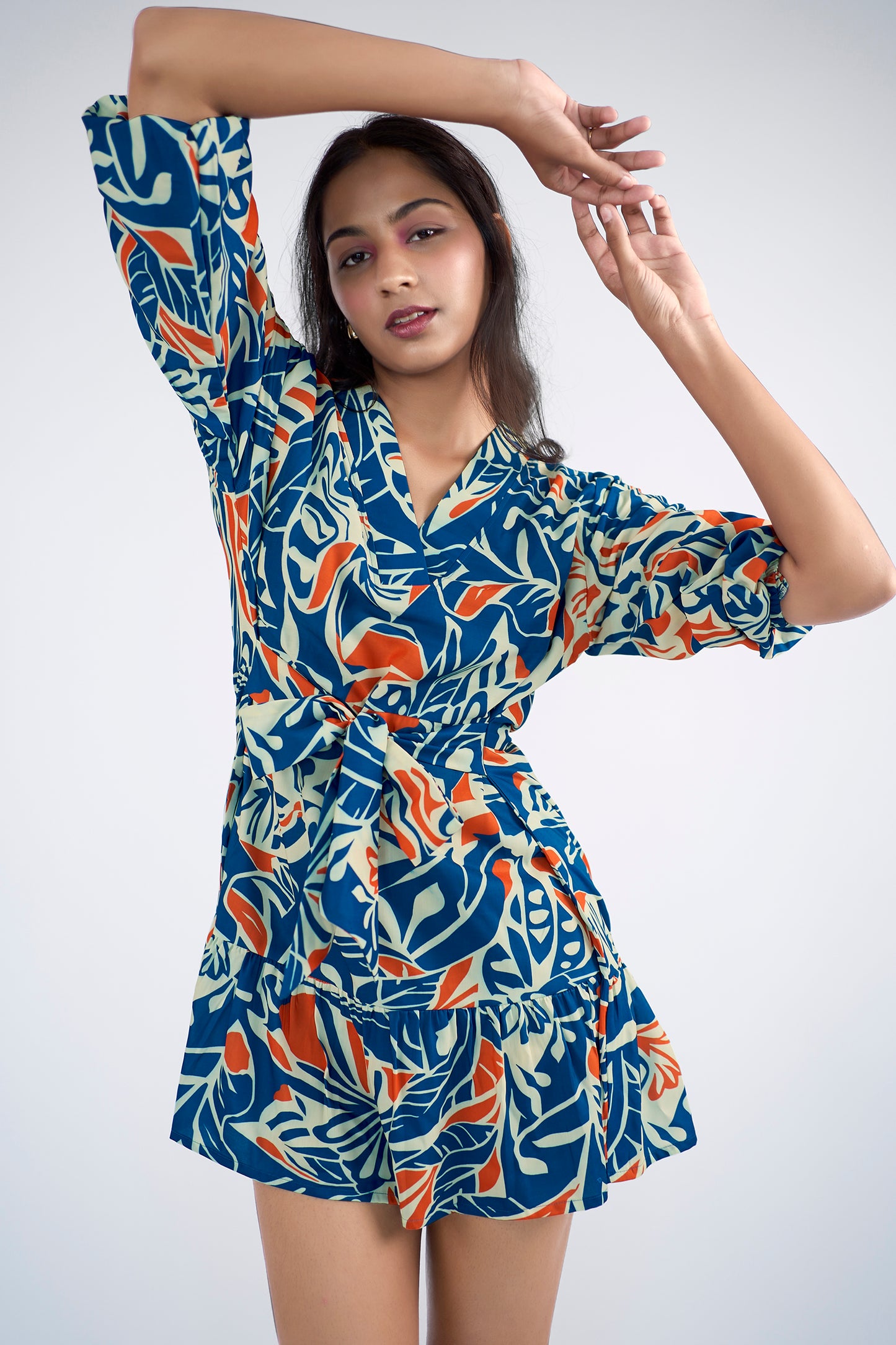 Floral printed Ruffle Sleeve Mini Dress