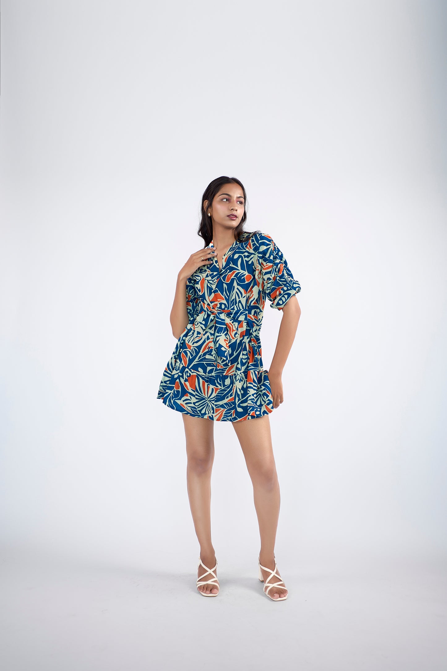 Floral printed Ruffle Sleeve Mini Dress