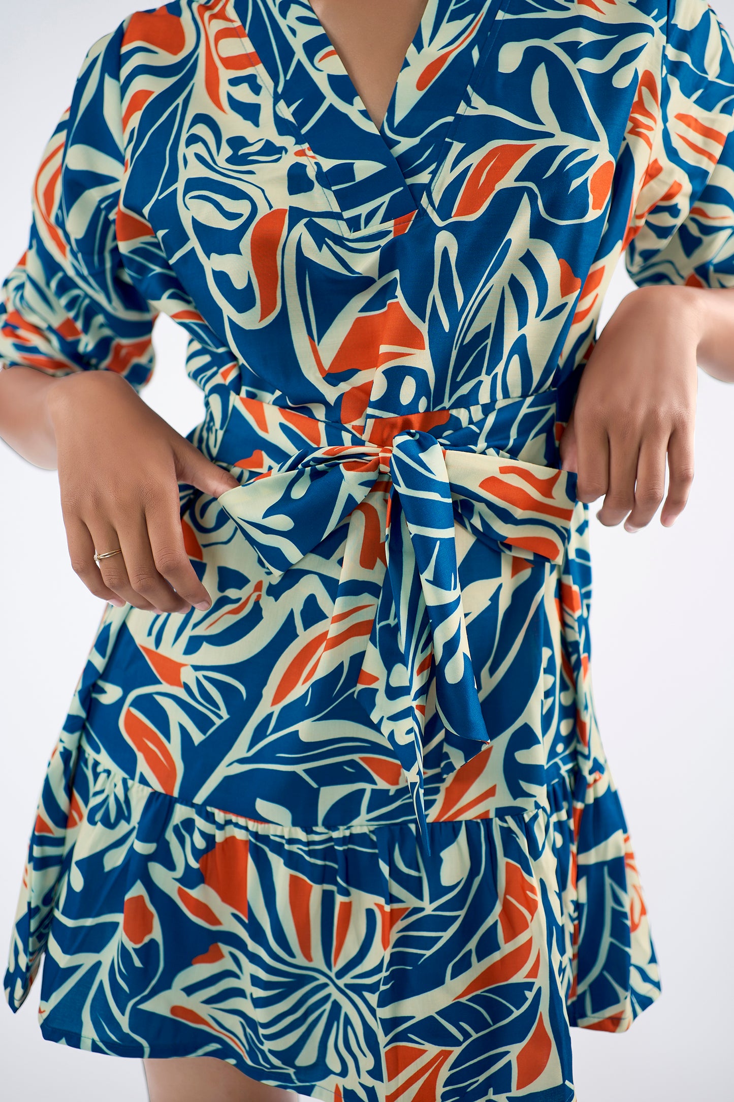 Floral printed Ruffle Sleeve Mini Dress