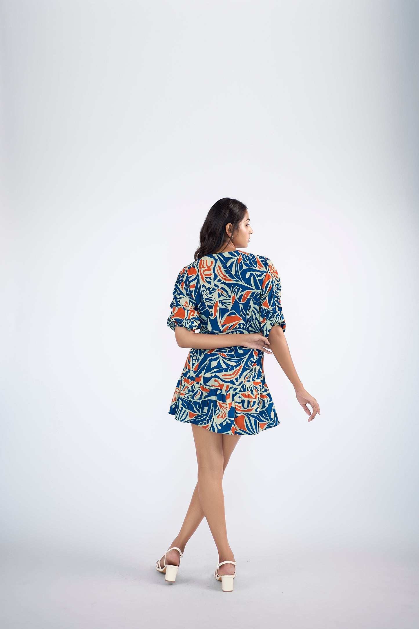 Floral printed Ruffle Sleeve Mini Dress