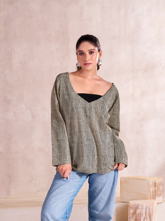 Mystic Maze V-Neck top with brallete