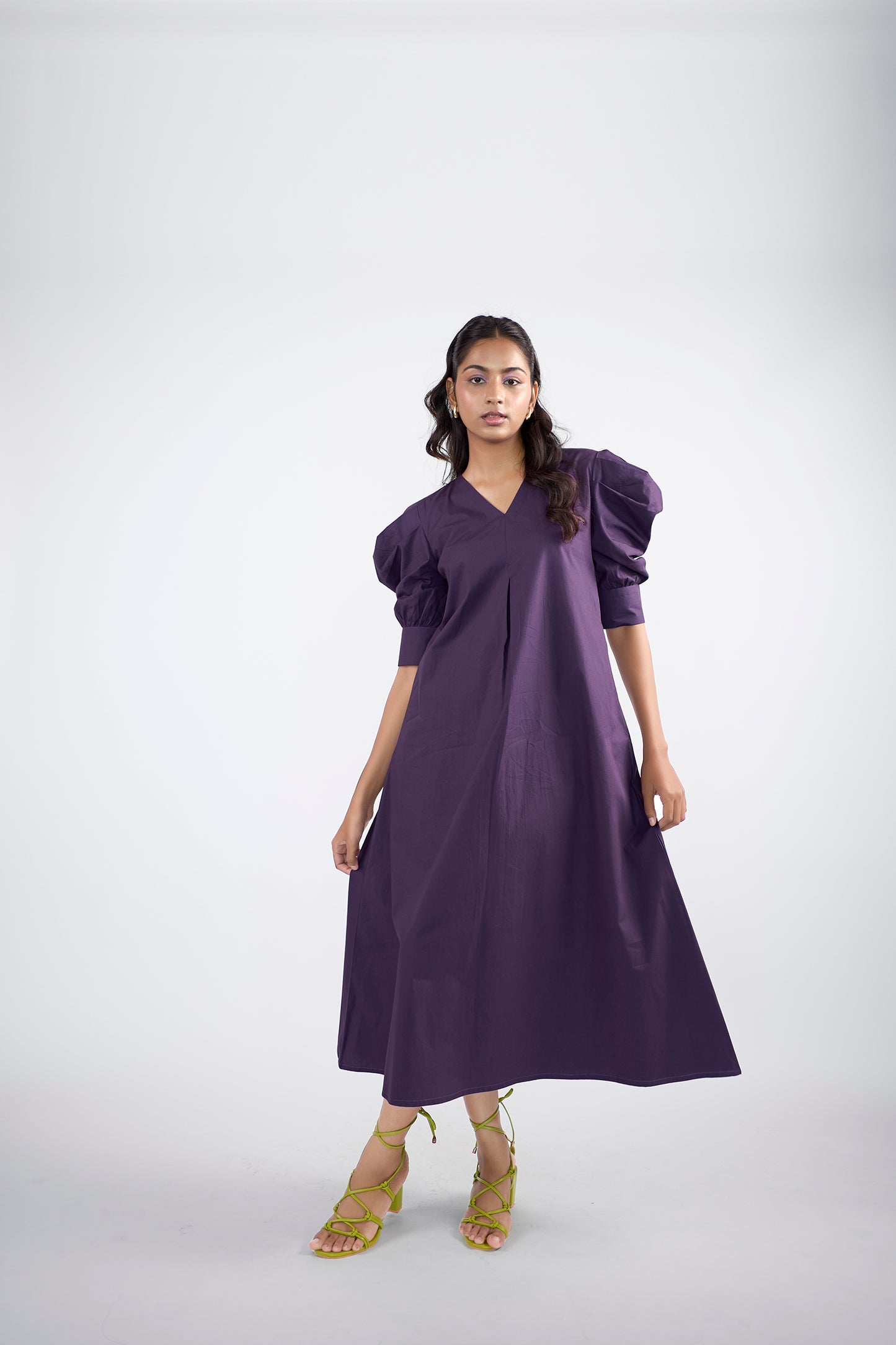 Purple A-line long dress