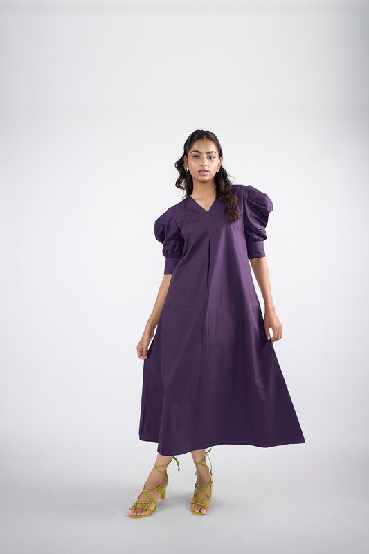 Purple A-line long dress