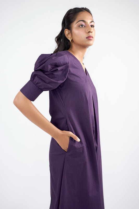 Purple A-line long dress