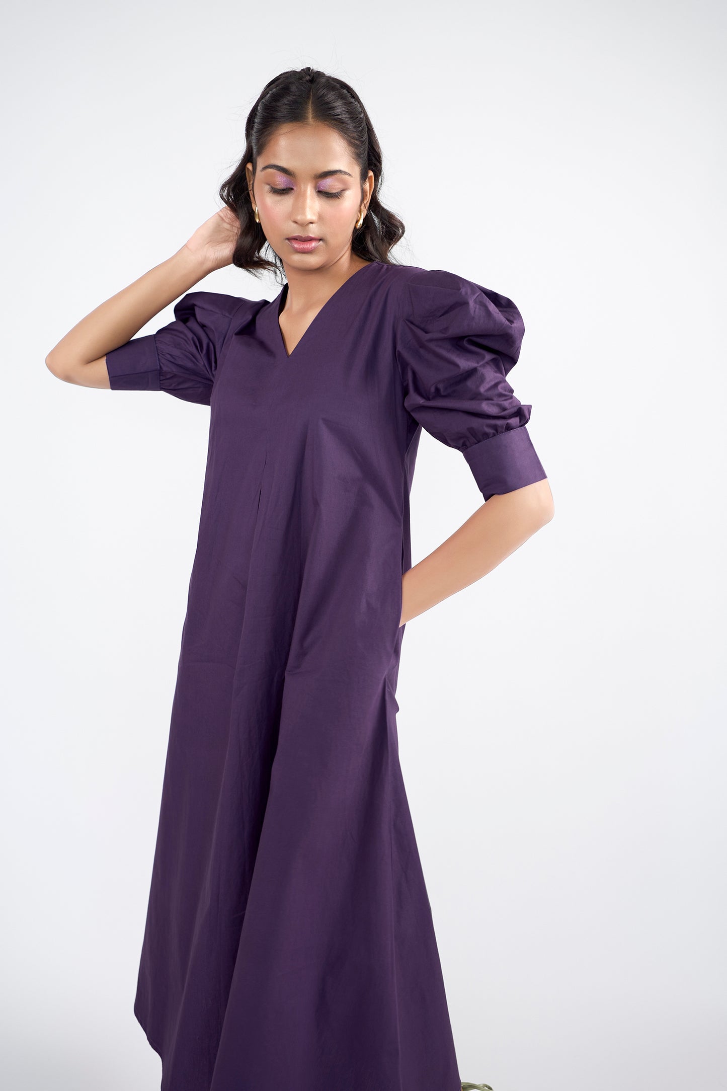 Purple A-line long dress