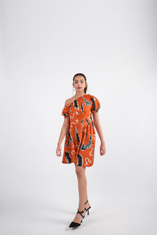 Off-shoulder mini dress