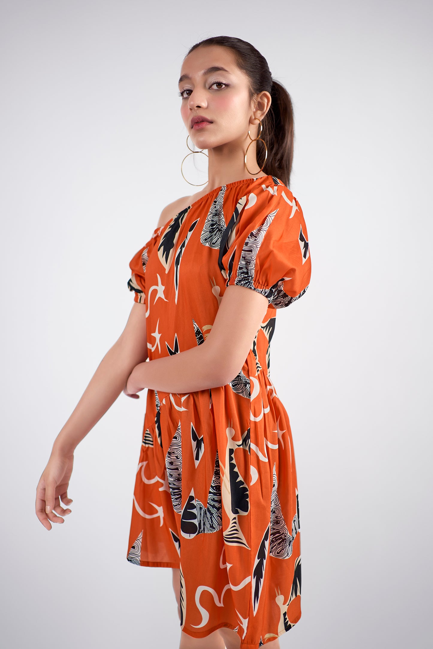 Off-shoulder mini dress