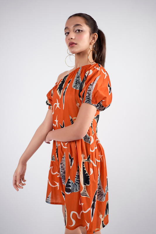 Off-shoulder mini dress