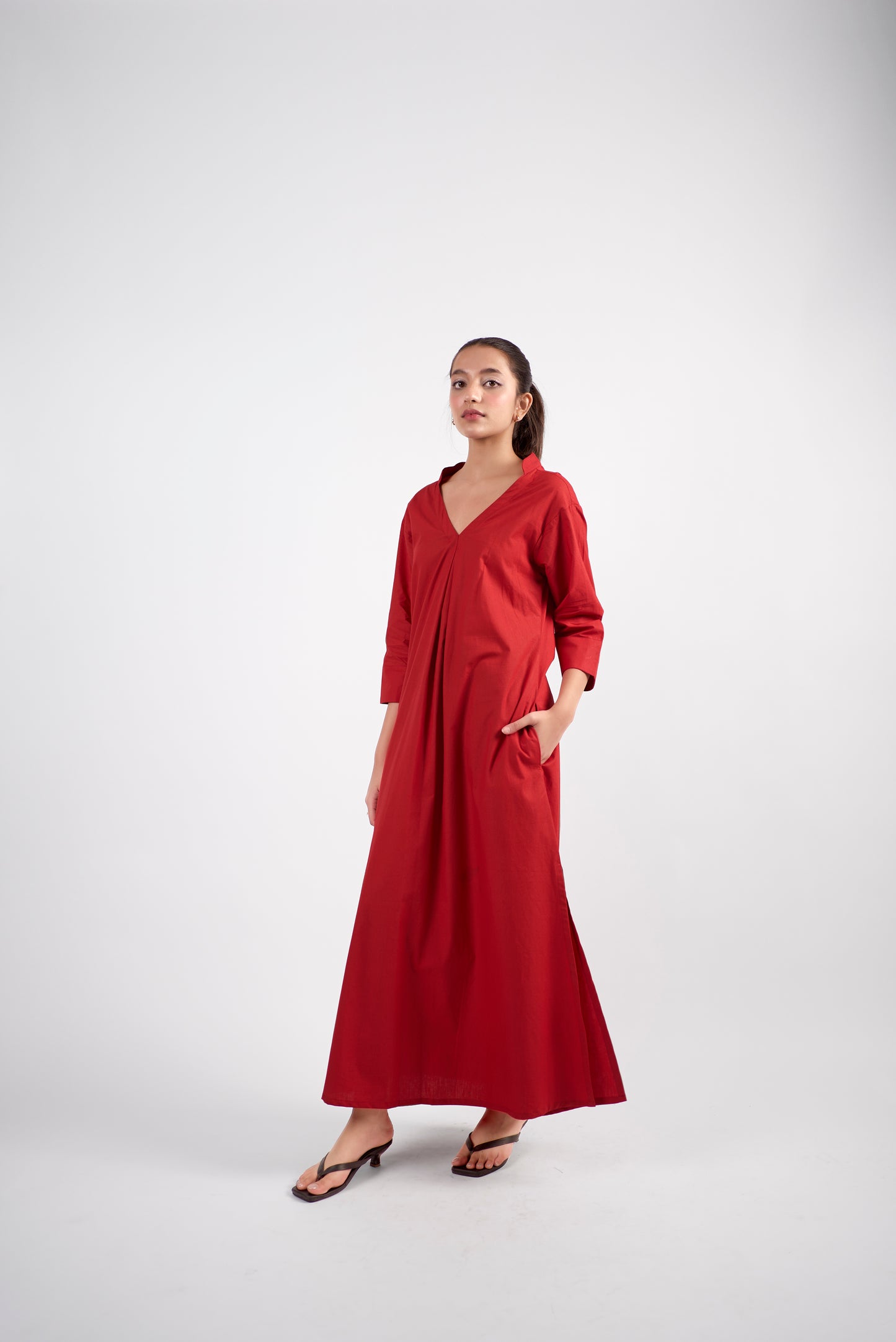 A sleek, straight-leg maxi dress