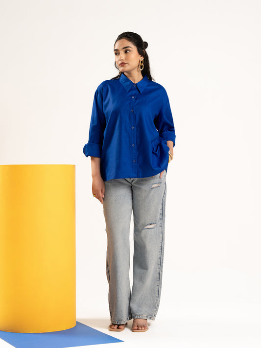 Royal blue bold oversized shirt