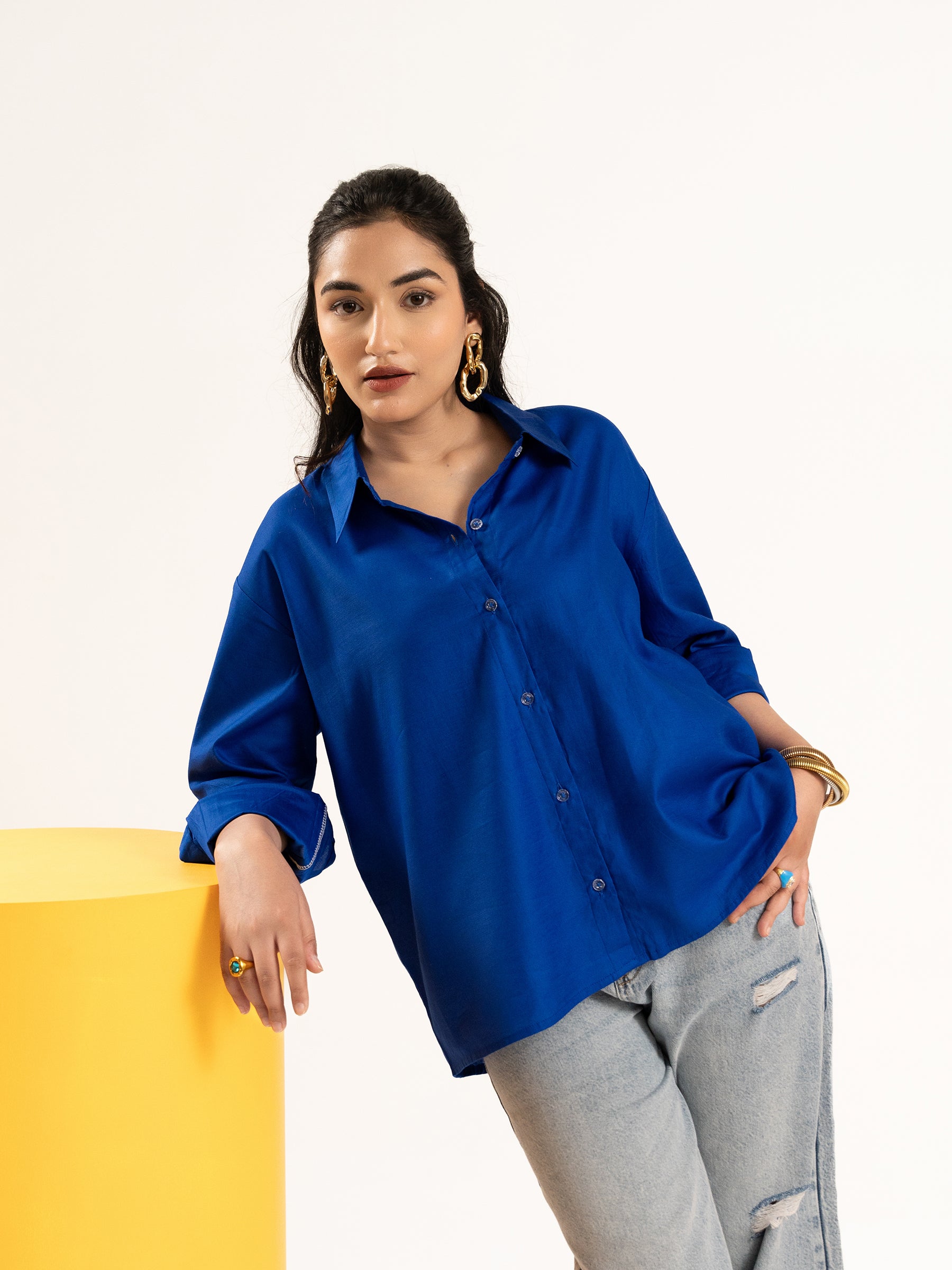 Royal blue bold oversized shirt ALL HER COLLECTIVE — free download
