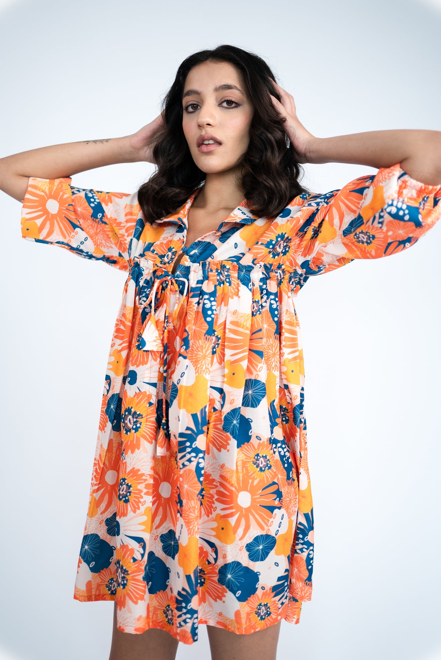 Flared floral printed Mini dress