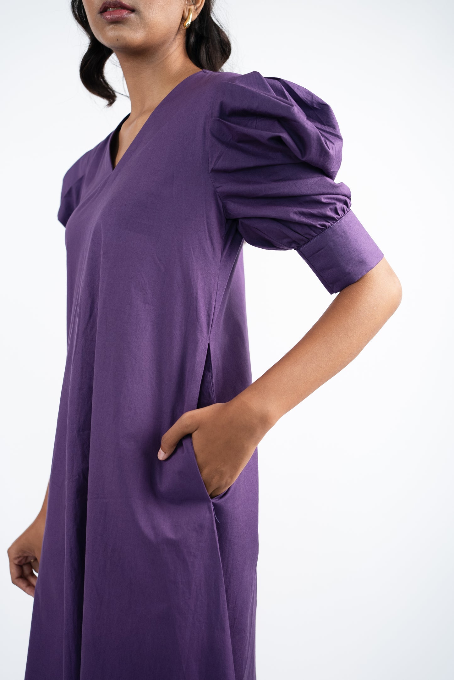 Purple A-line long dress