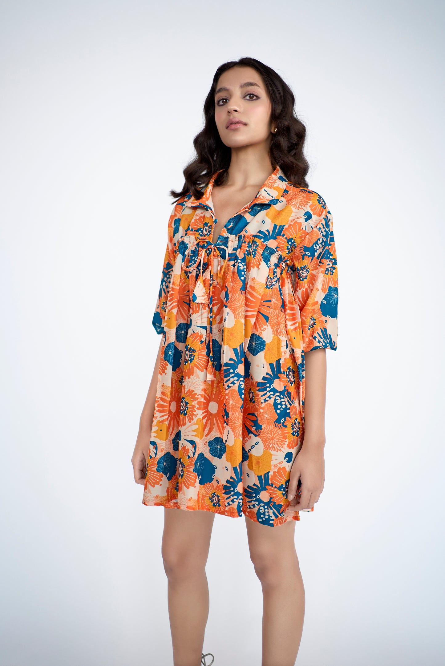 Flared floral printed Mini dress