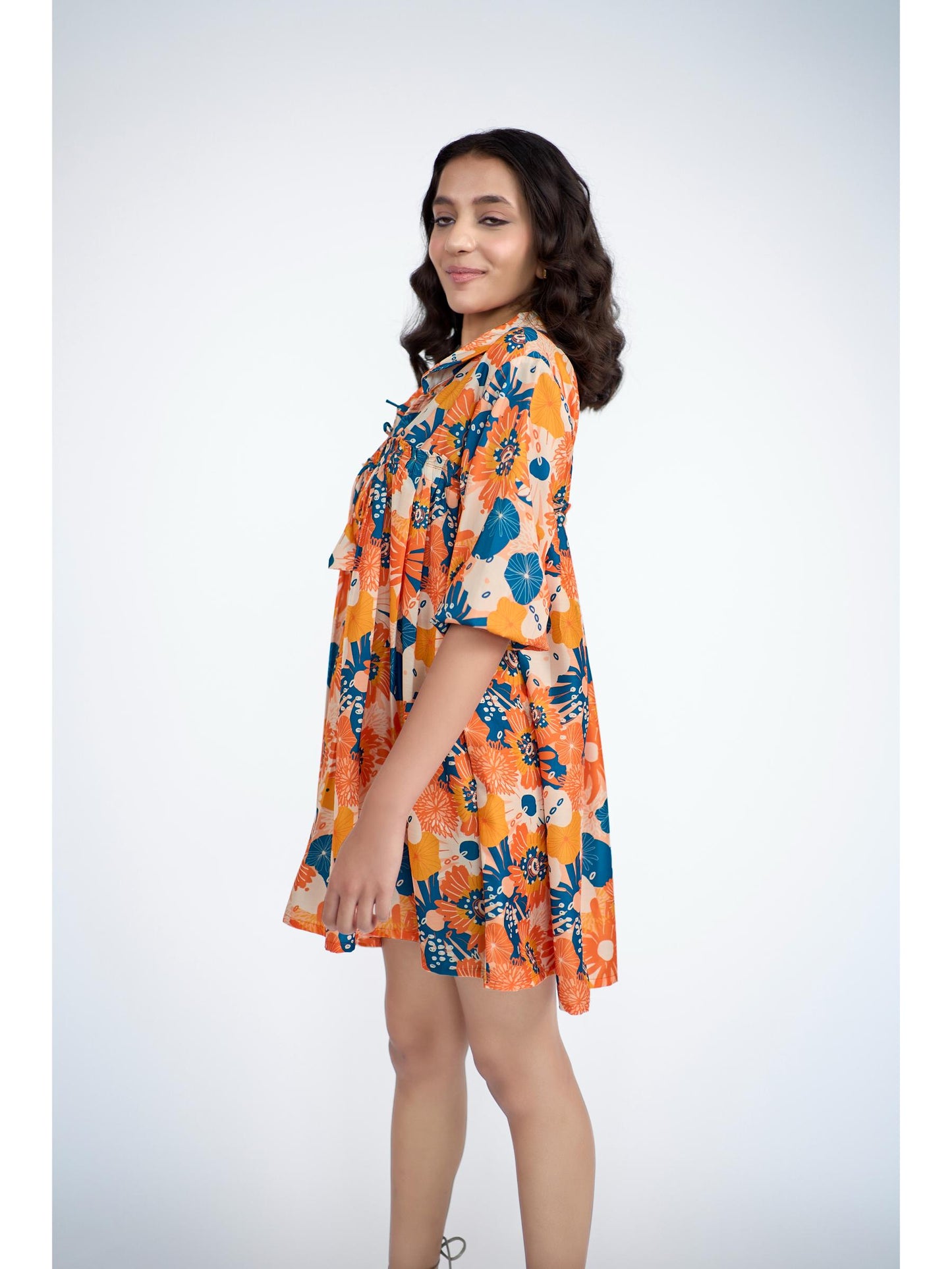 Flared floral printed Mini dress