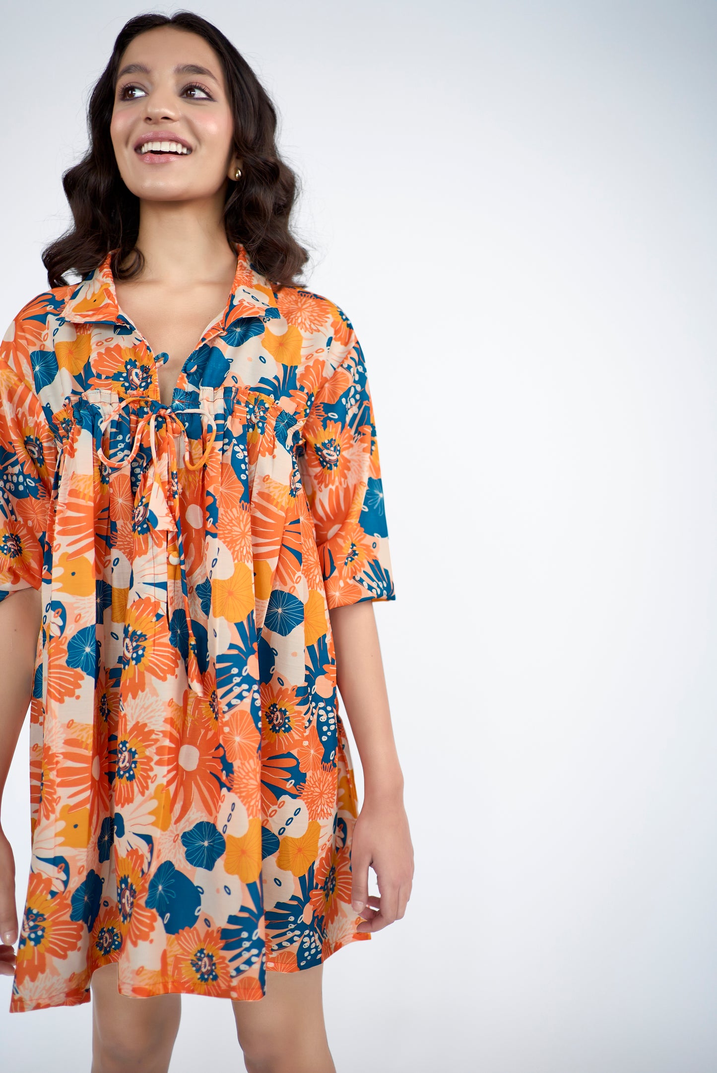 Flared floral printed Mini dress