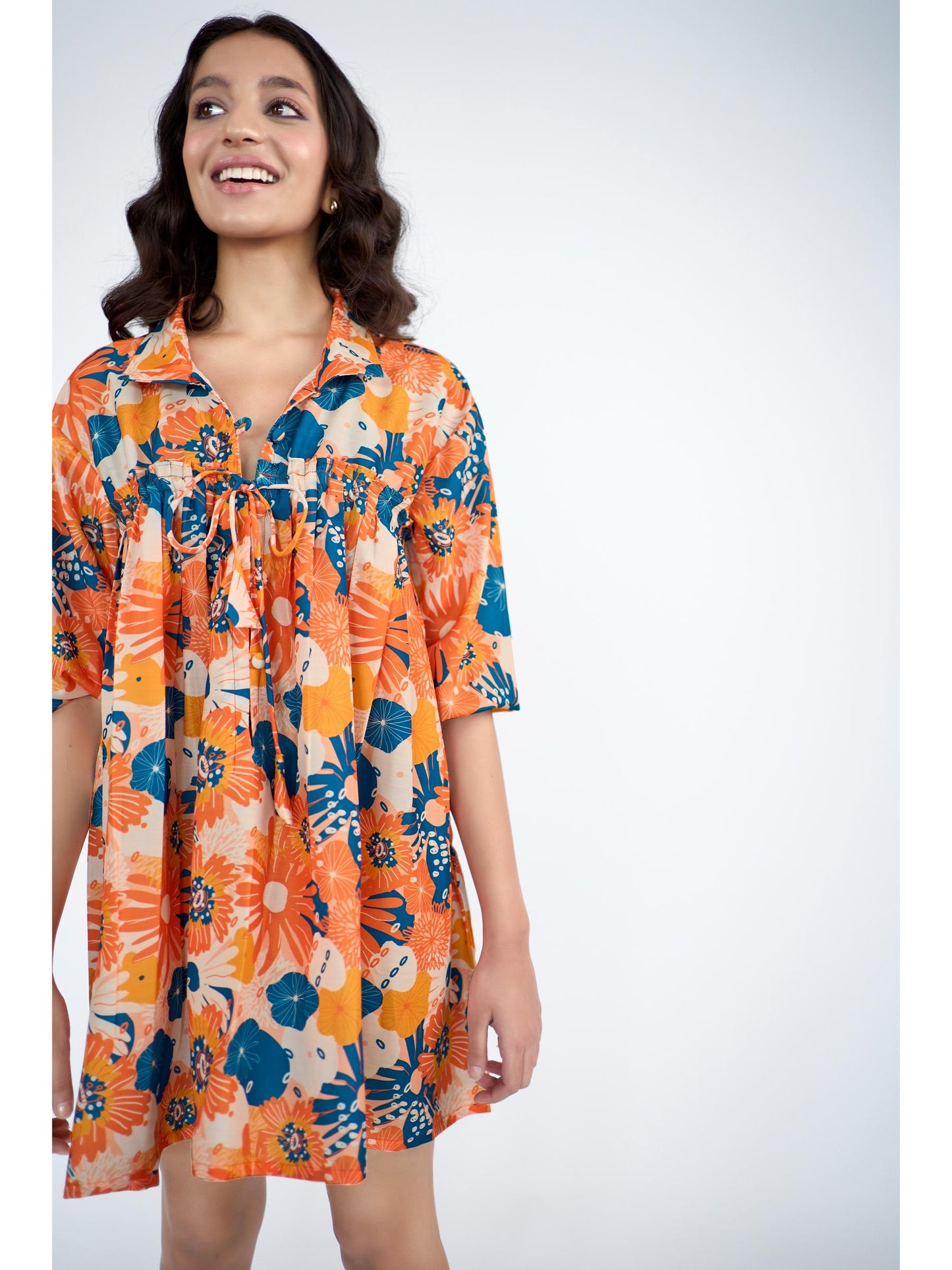 Flared floral printed Mini dress