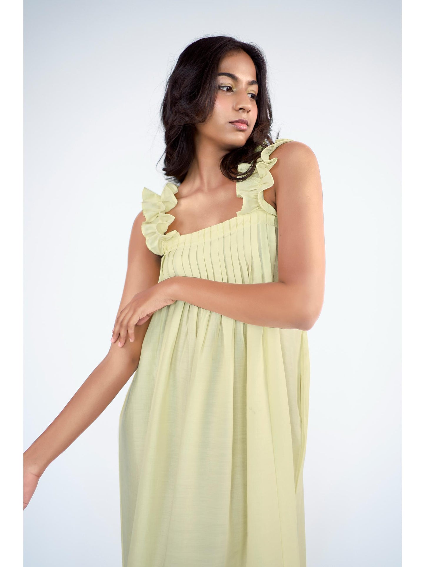 Draped, long straight dress