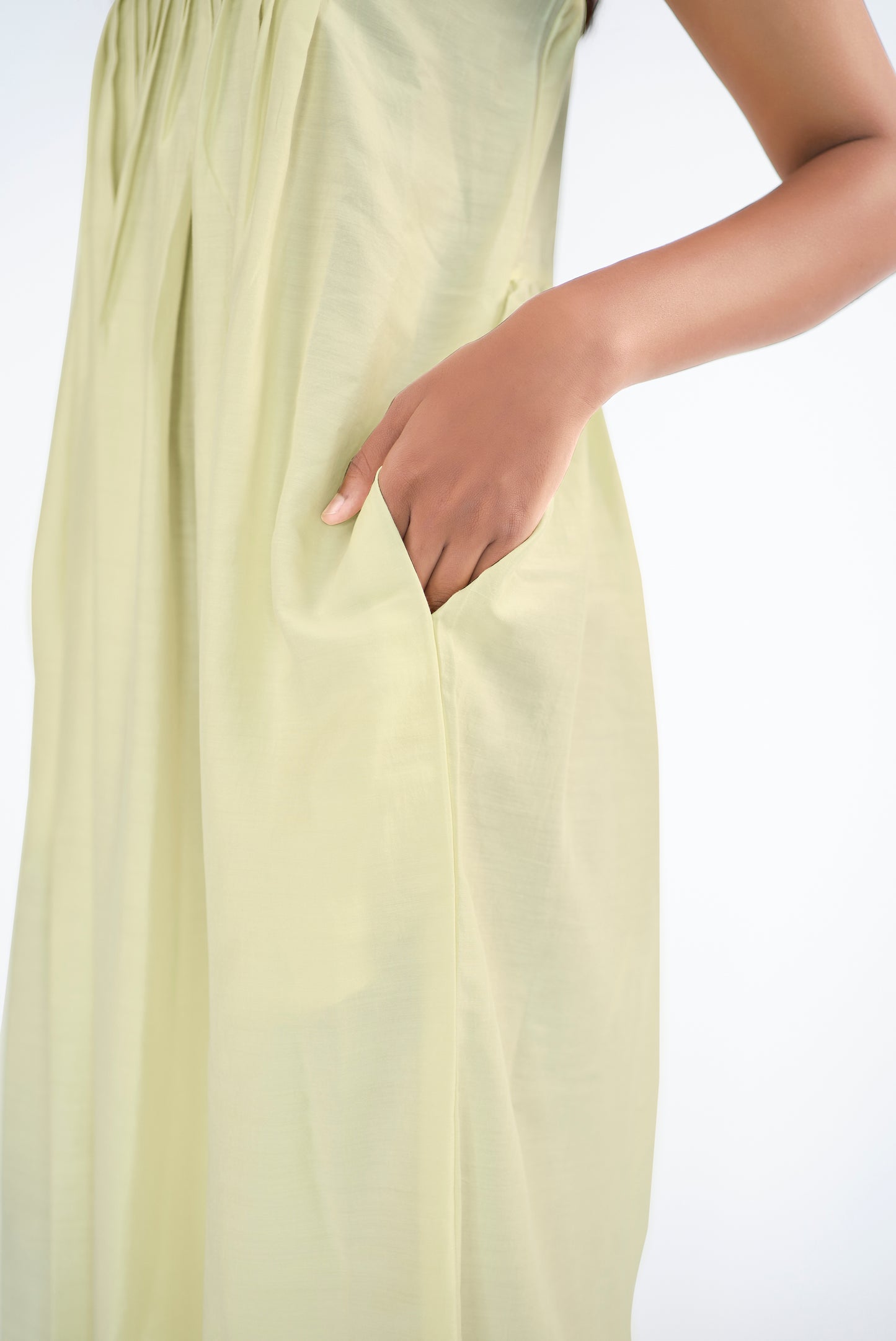 Draped, long straight dress