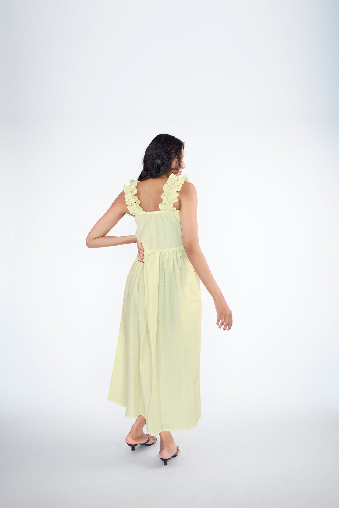 Draped, long straight dress