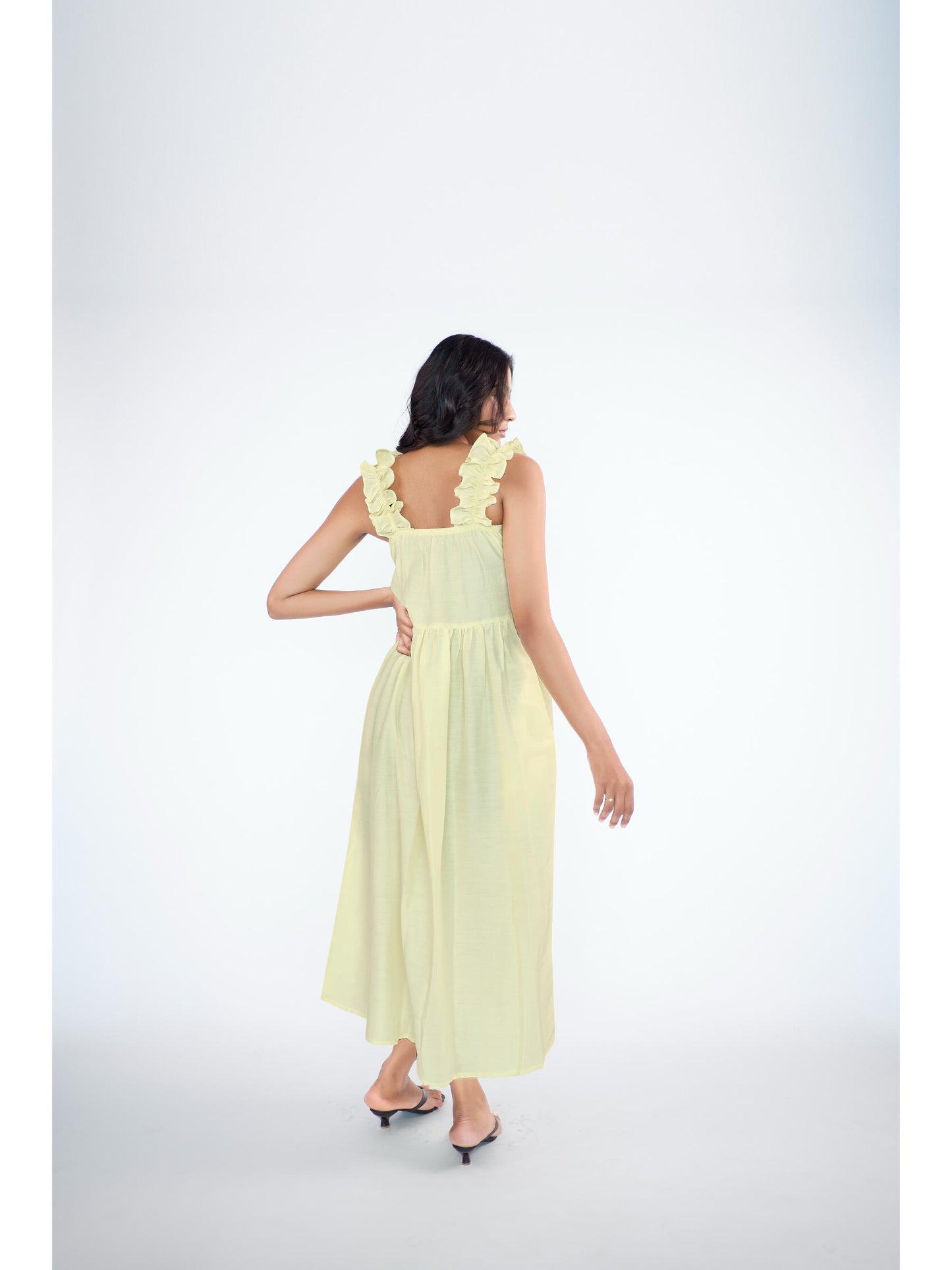 Draped, long straight dress