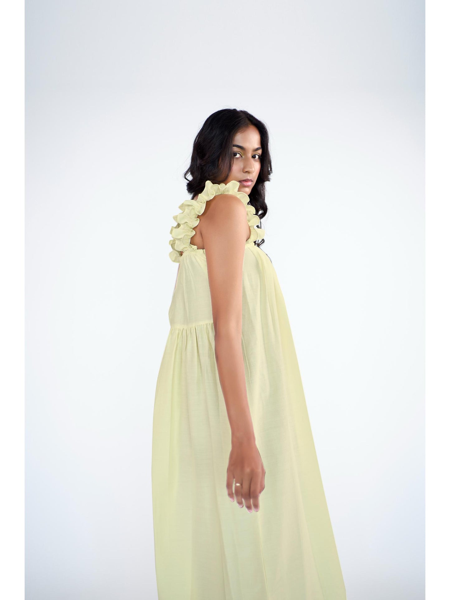 Draped, long straight dress