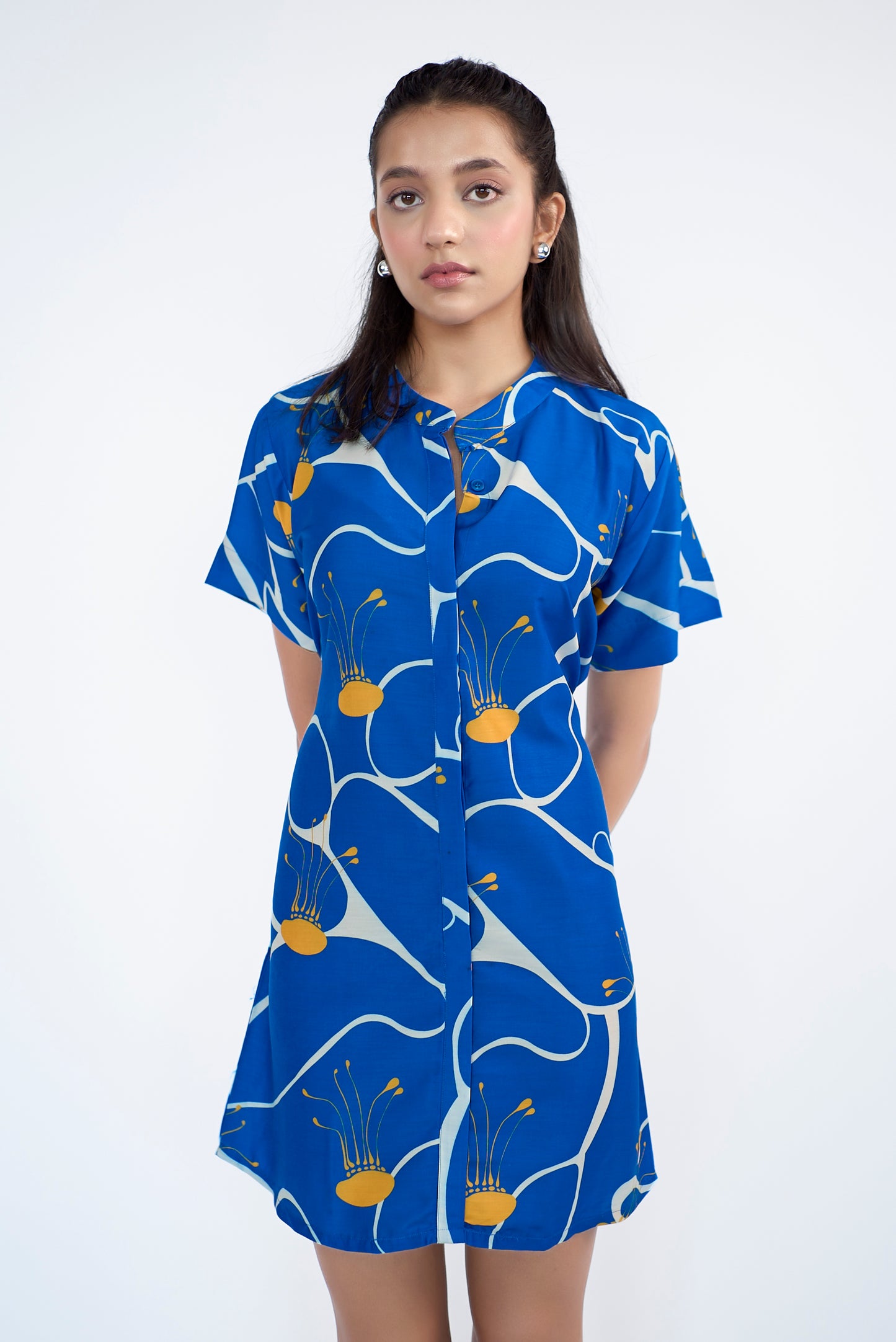 Abstract printed shirt Mini dress