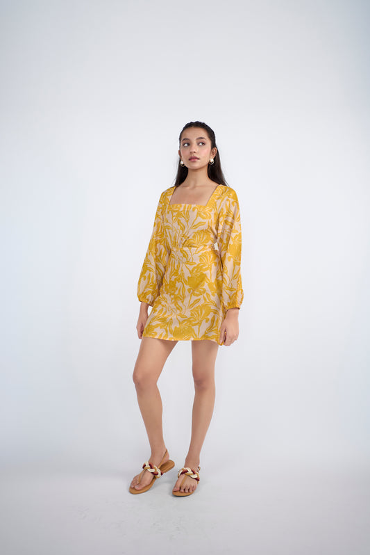 Square neckline mini dress