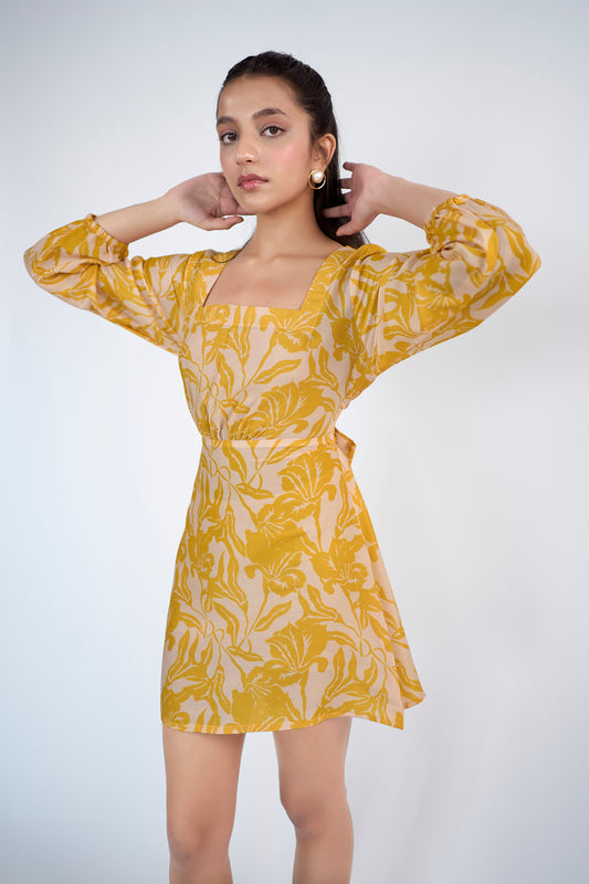 Square neckline mini dress