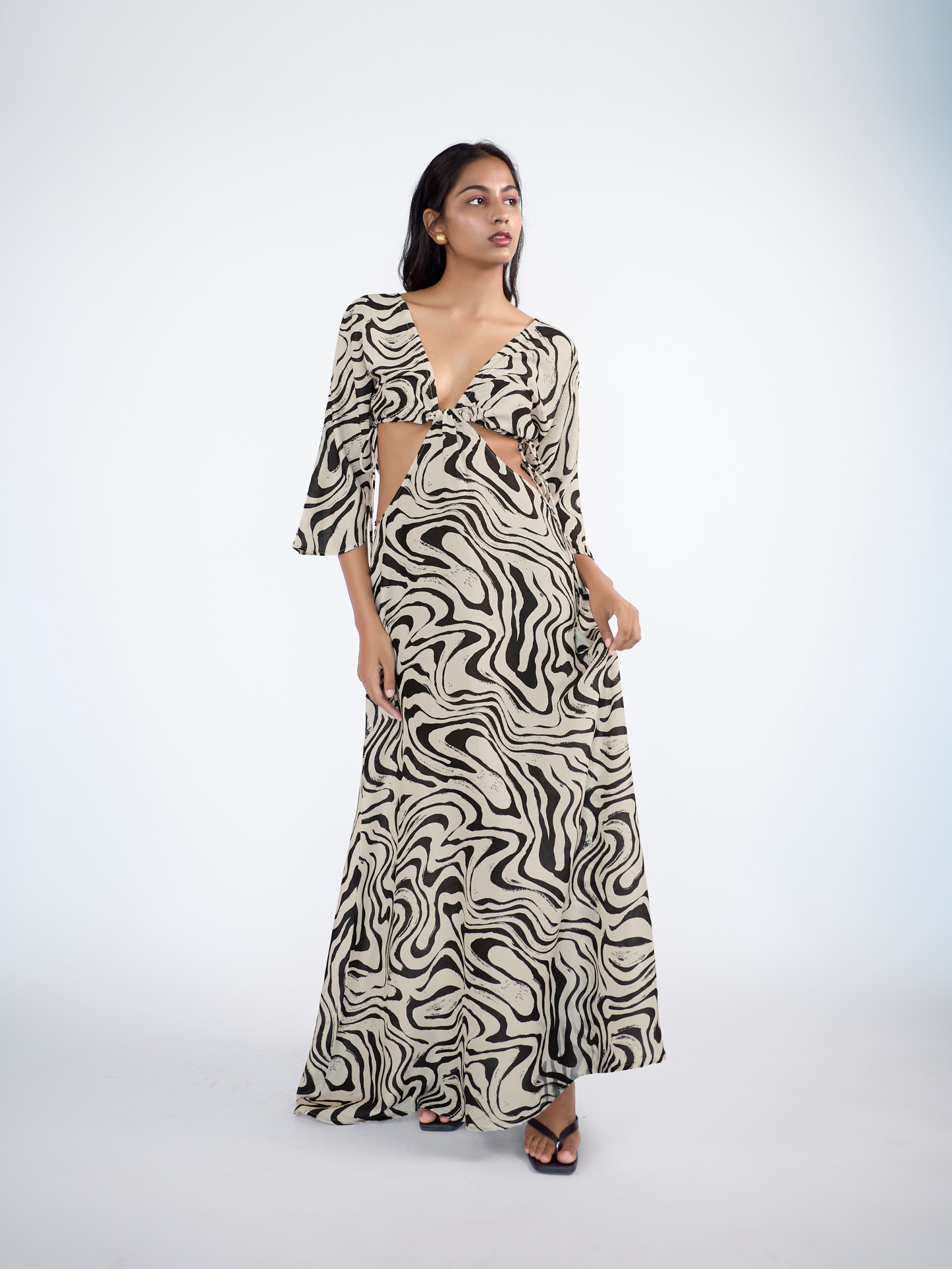 Stunning deep neck maxi dress