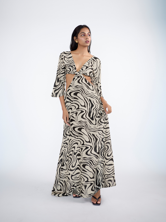 Stunning deep neck maxi dress