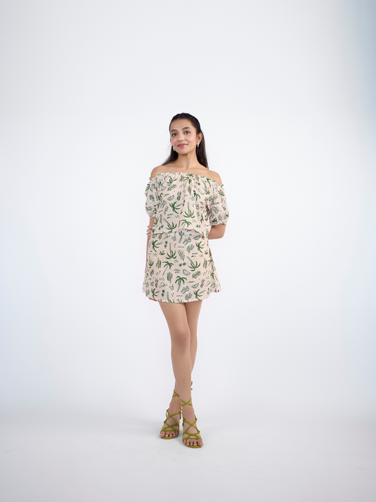 Round neck backtie up top with skirt