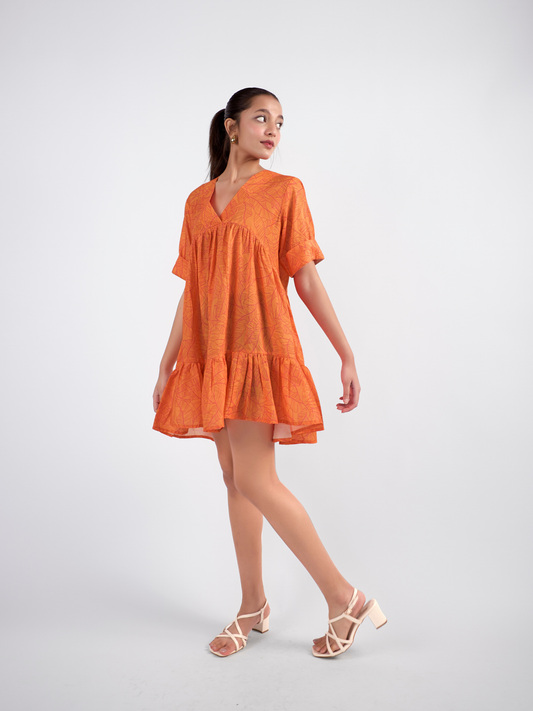 V-Neck tiered Mini Dress