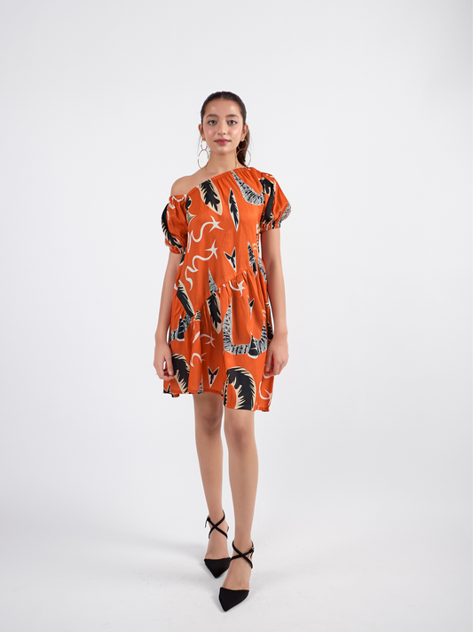 Off-shoulder mini dress