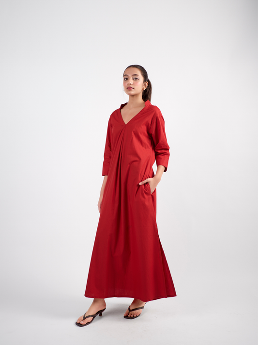 A sleek, straight-leg maxi dress