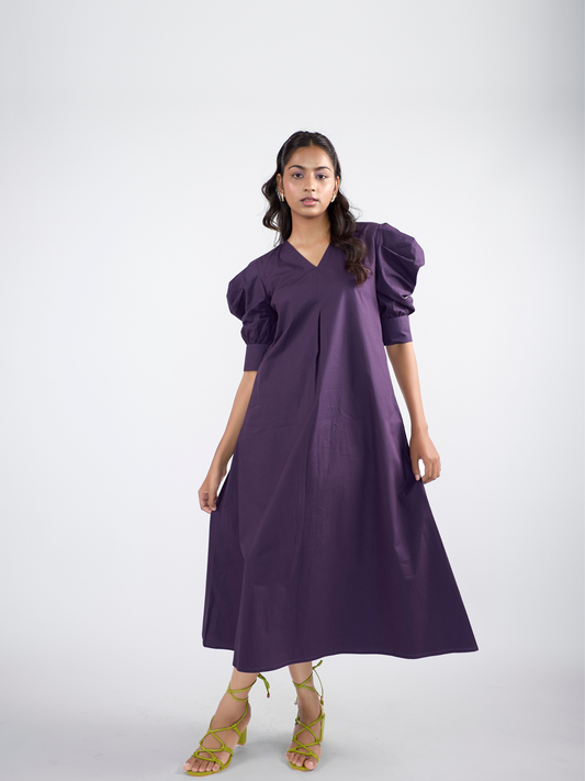 Purple A-line long dress